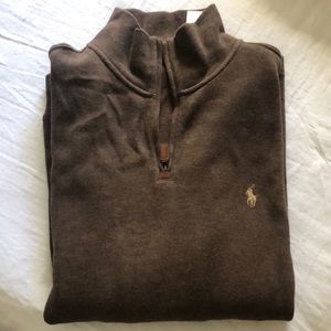 Large Nutmeg brown polo quarter zip pull-over
